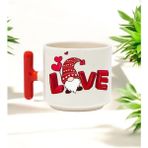 Love Tasarımlı Kırmızı T Kulplu Seramik Baskılı Kupa Bardak 250 ml - 1 Adet