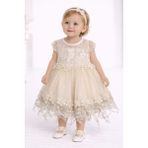 love Tüllü Incili Kırık Beyaz Renk Kız Bebek Elbise - 1 - 2 Yaş