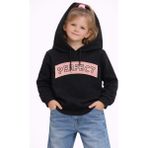 love Yazı Detaylı Işlemeli Kapüşonlu Kız Çocuk Sweat - Siyah - Pembe - 12 - 13 Yaş
