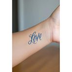 Love Yazı Minimal Yarı Kalıcı Geçici Dövme 1 Ay Kalıcı Yapıştırma Dövme 5x5 cm