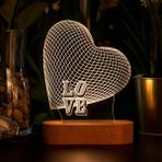 Love Yazılı 3 Boyutlu LED Masa Lambası - USB Bağlantılı Sarı Işık