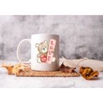 Love Yazılı Ayıcık Tasarımlı Kupa Bardak | Sevgiliye Şirin Hediye - 001 - Beyaz - 300 ml