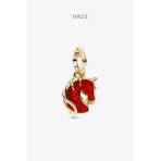 Lovecharm Kırmızı Ateşli At Murano Camı Sallantılı Charm ve Kolye Ucu