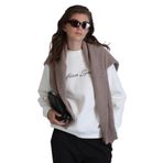 Loved Kadın Örme Sweatshirt Kırık Beyaz, Kırık Beyaz, L