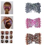 Lovef Jewelry 3 adet sihirli boncuk elastik çift saç tarak klipsi esnek saç tarak klipsleri moda saç stili saç tokası sihirli saç tarakları kafa bantları (siyah pembe kahve)