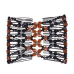 Lovef Jewelry Elastik Çift Tarak El Yapımı Boncuklu Çiçek Saç Tokası Saç Tutucu Kolay Saç Tarağı (Kahve)