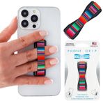 LOVEHANDLE Çoğu Akıllı Telefon ve Mini Tablet için Telefon Tutacağı, Serape Tasarımlı Siyah Tabanlı Renkli Elastik Parmak Kayışı, LH-01Serape