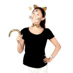 Lovelegis Kostüm Seti - Kılık - Karnaval - Cadılar Bayramı - Leopar - Jaguar - Hayvan - Çok Renkli - Kulaklar - Kuyruk - Kelebek - Yetişkin - Kadın - Kız - Noel ve doğum günü için hediye fikri
