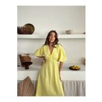 Lovely butik KADIN YAZLIK KOL VE BEL LASTİK DETAYLI MÜSLİN ELBİSE