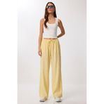 Lovelyİstanbul Cepli Geniş Paça Yazlık Pantolon LUB0343 SARI