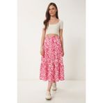Lovelyİstanbul Desenli Yazlık Uzun Viskon Etek LRN0034 PEMBE KEMİK