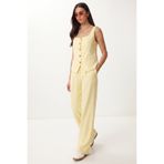 Lovelyİstanbul Gold Düğmeli Dokuma Yelek-Pantolon Takım LAZ0004 SARI