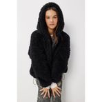 Lovelyİstanbul Kapüşonlu Oversize Suni Kürk Kaban LCI0041 SİYAH