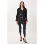 Lovelyİstanbul Kruvaze Vatkalı Tüvit Blazer Ceket LXA0030 SİYAH