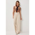 Lovelyİstanbul Pileli Dokuma Palazzo Pantolon LDW0009 KREM
