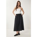 Lovelyİstanbul Soluk Efektli Kloş Denim Etek SİYAH