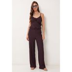 Lovelyİstanbul Volanlı Bluz Pantolon Krinkıl Takım LFW0025 MÜRDÜM