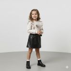Lovemaxx-Deri Etekli Bej Kız Takım - 5