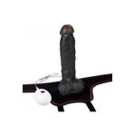 Lovetoy Belden Bağlamalı Titreşimli Ultra Yumuşak Gerçekçi Et Dokulu Realistik Siyahi Vibratör Dildo 20 Cm