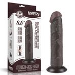 Lovetoy Çift Katmanlı Kayar Deri Damarlı 20 Cm Dildo Siyah Yapay Penis