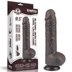 Lovetoy Çift Katmanlı Kayar Deri Damarlı 24 Cm Dildo Siyah Yapay Penis
