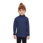 LOVETTI Açık Lacivert Basic Kız Çocuk Çıtçıtlı Tam Balıkçı Yaka Şardonlu Kışlık Uzun Kollu Tişört