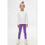Lovetti Açık Lila Kız Çocuk Kadife Tam Boy Tayt - 10 Yaş