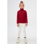 Lovetti Bordo Basic Kışlık Tam Balıkçı Yaka Uzun Kollu Kız Çocuk Tişört