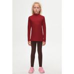 LOVETTI Bordo Basic Kışlık Yarım Balıkçı Yaka Uzun Kollu Kız Çocuk Tişört