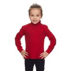 LOVETTI Kırmızı Basic Kız Çocuk Çıtçıtlı Tam Balıkçı Yaka Şardonlu Kışlık Uzun Kollu Tişört