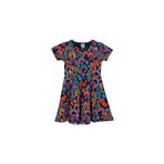 Lovetti Kız Çocuk Brave & Happy Desen Kısa Kol Kloşe Etek Elbise DESENLİ 1 Yaş