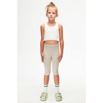 Lovetti Koyu Bej Melanj Kız Çocuk Düz Basıc Diz Altı Kapri