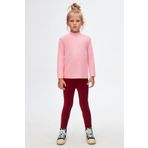 LOVETTI Pembe Basic Kışlık Yarım Balıkçı Yaka Uzun Kollu Kız Çocuk Tişört