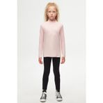 Lovetti Pudra Pembe Basic Kışlık Yarım Balıkçı Yaka Uzun Kollu Kız Çocuk Tişört