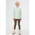 LOVETTI Soft Yeşil Basic Kışlık Tam Balıkçı Yaka Uzun Kollu Kız Çocuk Tişört