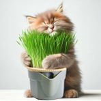 LOVEX %100 Topraksız Doğal Kedi Çimi Pet Köpek Otu Tohumu Fileli Hidroponik Sulu Kolay Yetiştirme Saksısı - Açık Yeşil