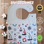 Lovimom Pamuk Ekstra Soft 2 Katlı Su Geçirmez Müslin Bebek Mama Önlüğü Çıtçıtlı Sailor 0- 2 Yaş - Standart - Çok Renkli