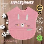 Lovimom Pamuk Su Geçirmez Yumuşak Penye Bebek Mama Önlüğü Cepli Cırtcırtlı Pembe 0-2 Yaş - Standart - Çok Renkli