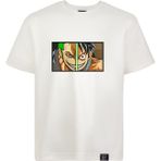 Loviras Erkek Bisiklet Yaka Beyaz Pamuklu Tişört One Piece Anime Nakışlı Işlemli T-Shirt - XL - Kırık Beyaz