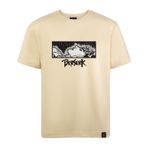 Loviras Unisex Relaxed fit tişört full nakış detaylı pamuklu tişört Anime BERSERK Kara Kılıç Ustası Guts t-shirt | Casual moda trendi basic rahat regular kesim tshirt (Bej, M)
