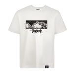 Loviras Unisex Relaxed fit tişört full nakış detaylı pamuklu tişört Anime BERSERK Kara Kılıç Ustası Guts t-shirt | Casual moda trendi basic rahat regular kesim tshirt (Kırık beyaz, M)