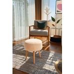 LOVİSSE HOME Coco Puf, Peluş 3 Ayak, Kırık Beyaz, Oturma Odası, Makyaj Masası Pufu, Kapı Önü, Ayak Uzatma