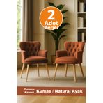 LOVİSSE HOME Kiremit - Turuncu 2 Adet Berjer Tekli Koltuk, Handmade, Sandalye, puf