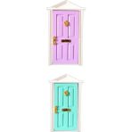 Lovoski 1/12 Dollhouse Minyatür 4 Paneller Ahşap Kapılar Dıy Dekor Aksesuarları 2 Adet - Renkli