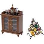 Lovoski 1/12 Dollhouse Minyatür Ahşap Şarap Dolabı ve Şarap Rafı Ev Mobilya Dekor (Yurt Dışından) - Renkli