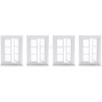 Lovoski 1:12 Dollhouse Mobilya Aksesuarları Dıy 4 Adet Ahşap Windows Beyaz Boyalı (Yurt Dışından) - Renkli