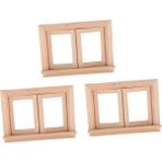 Lovoski 3 Adet 1/12 Dollhouse Minyatür Boyasız 2-Pane Pencere Çerçevesi Dıy Aksesuarları (Yurt Dışından)