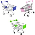Lovoski 3 Adet Mini Alışveriş Sepeti Süpermarket Handcart Arabası Çocuk Oyun Oyna Pretend - Renkli