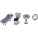 Lovoski 4 Adet 1/12 Porselen Banyo Seti Mavi Küvet Toliet Havzası Dollhouse Için (Yurt Dışından)