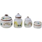 Lovoski 4 Adet Minyatürler Vintage Pot Kavanoz Seramik Mobilya Dollhouse Porselen Kavanoz Pot (Yurt Dışından) - Renkli